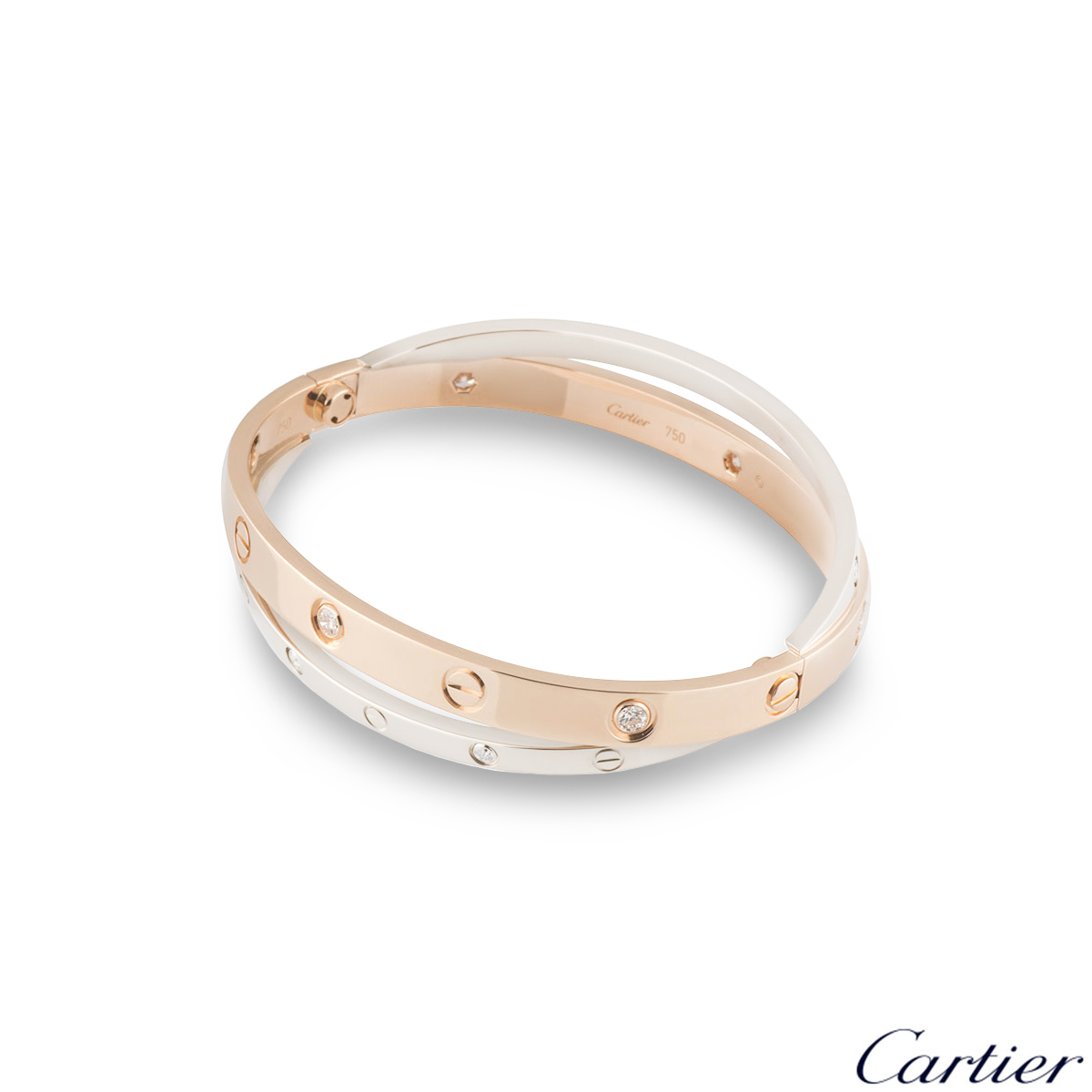 Cartier Love Rose & White Gold Diamond Bracelet Size 16 N6039116 | Rich ...